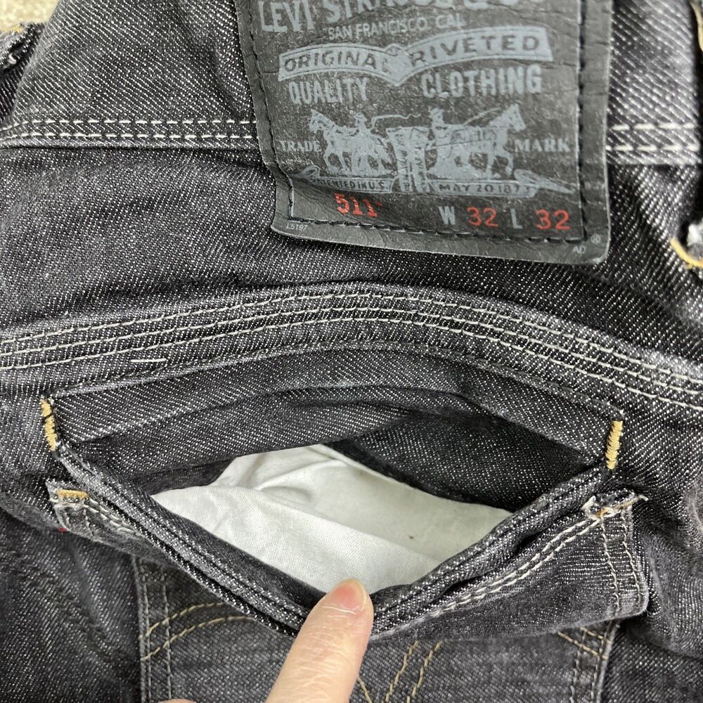 Levi’s 511 Slim Fit Jeans‎ 32x31.5 Dark Gray Utility Variant Angled Back Pockets - Picture 6 of 16
